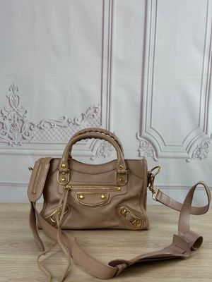 bale beige leather handbag with gold hardware