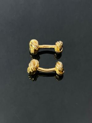 a pair of gold plated nose rings on a black surface