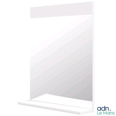 un miroir blanc avec une étagère, accroché au mur