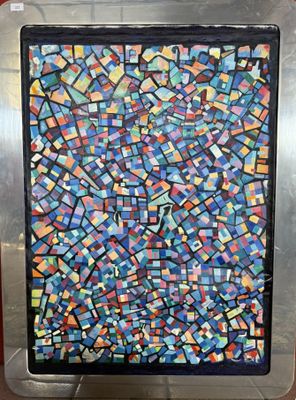 ECOLE DU XXe, "Composition", mosaîque, cadre en inox,91x122 …
