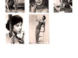 several black and white photos of a woman in a bathing suit