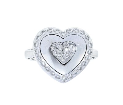 heart shaped diamond ring in white gold