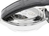 a close up of a wrist watch with a black strap