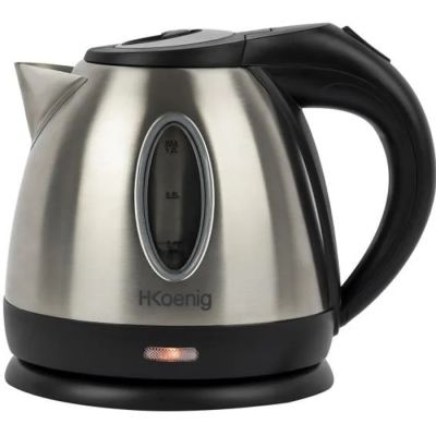 a close up of a stainless steel kettle on a white background