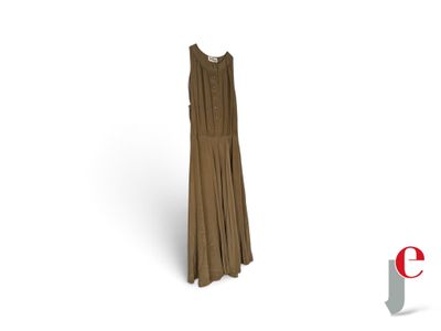 brown dress on a hanger on a white background with a google logo in the background