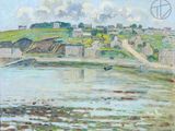 une image représentant un tableau d'une ville située sur une colline