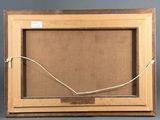an old picture frame with a rope hanging from it ' s side