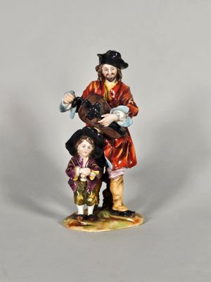 CAPODIMONTE. Le musicien. Sujet en porcelaine émaillée polychrome. Mar - Photo 1