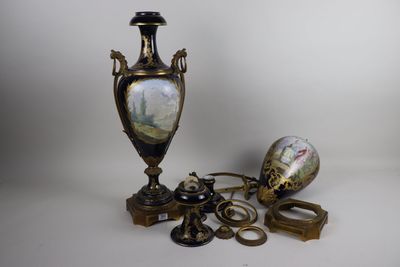 two vases and a pair of scissors on a table