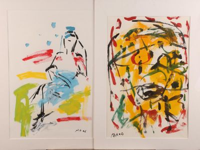 an image of a couple of paintings that are on a wall