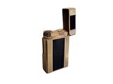 a lighter that is made out of wood and has a black stripe