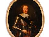 portrait d'un homme en armure tenant un oiseau dans la main