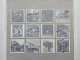 a black and white photo of a group of photographs with autographs