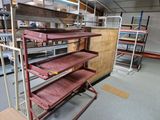 many shelves that are in the middle of a room