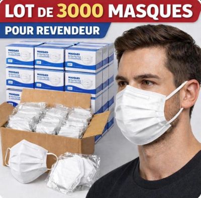 a man wearing a face mask and a box of face masks