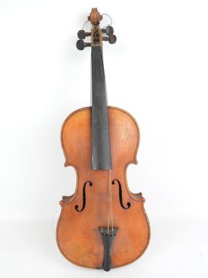 gros plan d'un violon sur fond blanc