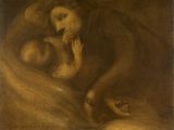 painting of a woman holding a baby in her arms