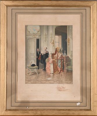 une image d'un tableau représentant un homme et une femme dans une pièce