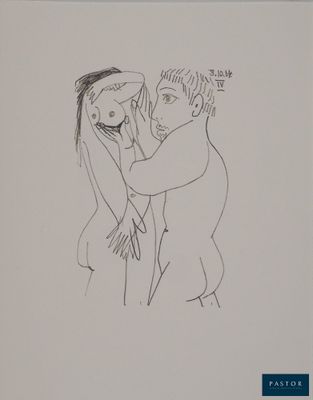 une image représentant un dessin d'un homme et d'une femme enlacés