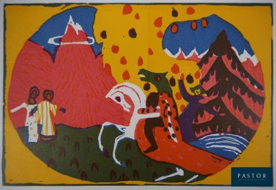 une image d'un tableau représentant un homme à cheval