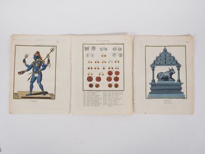 two pages of a book with a drawing of a man holding a sword
