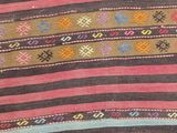a close up of a colorful rug with a pattern on it