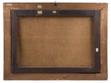 an old picture frame with a brown background and a black frame