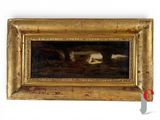 an image of a painting of a man and a woman in a boat
