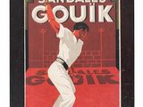 tableau représentant un joueur de baseball en train de frapper la balle dans un stade