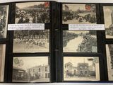 plusieurs vieilles photos en noir et blanc d'une ville avec une tour horloge