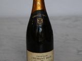 a bottle of champagne sitting on a table