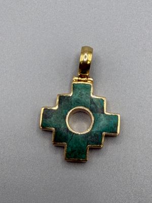 Pendentif croix andine chakana en or jaune 750 millièmes ser…