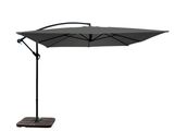 une image représentant un parapluie noir posé sur un support, sur fond blanc