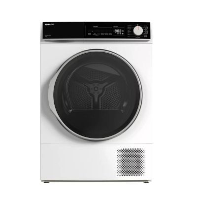 the front view of a washing machine with the door open