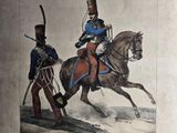 a picture of a man riding a horse with a sword