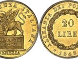 a gold coin with a lion on top of it