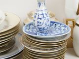 a lot of plates stacked on top of each other