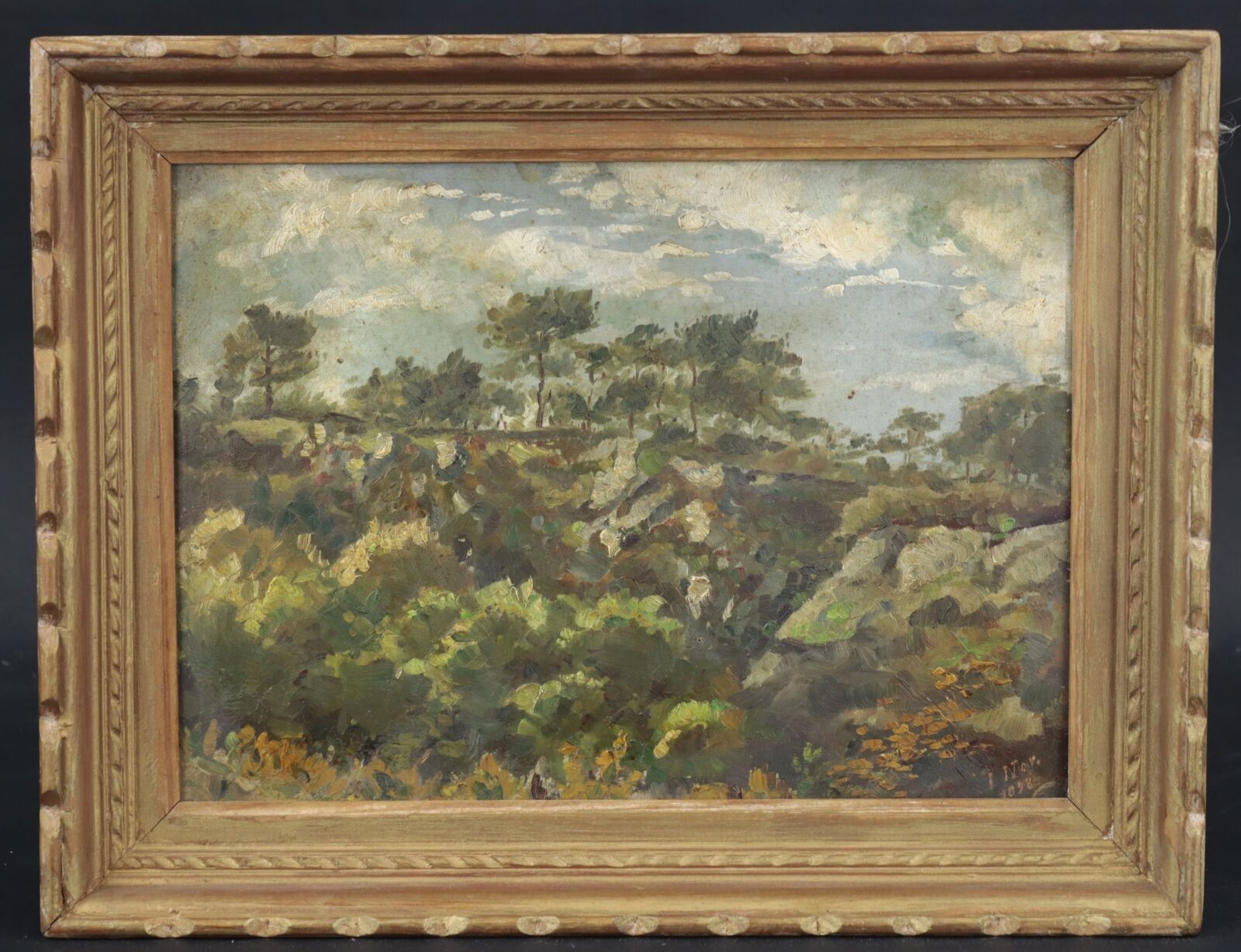 L. CHESNAIS "Paysage aux arbres", huile sur carton, datée en…