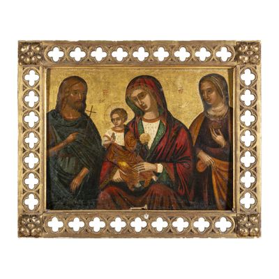 une image représentant un tableau où l'on voit une famille tenant un bébé dans ses bras