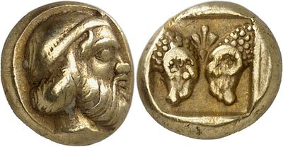 a gold coin with an image of a man and a woman on it