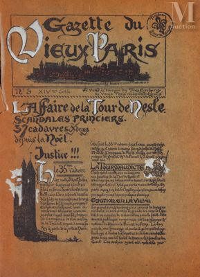 an old book with a picture of a castle on it