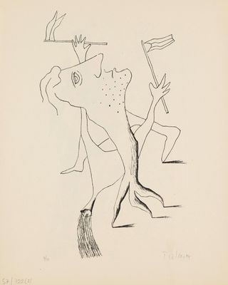 une image représentant un dessin d'un homme tenant un drapeau