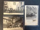 three old black and white photos of a street in a city