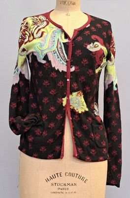 Christian LACROIX Gilet majoritairement en laine fond noir, … - Photo 1