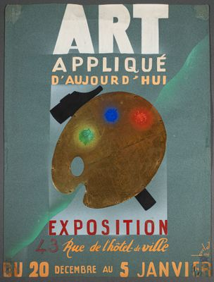 une image d'une affiche annonçant une exposition d'art, sur laquelle figure la palette d'un artiste
