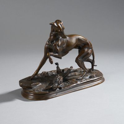 D'après Jules MOIGNIEZ (1835-1894). "Lévrier Wipphet surmont…