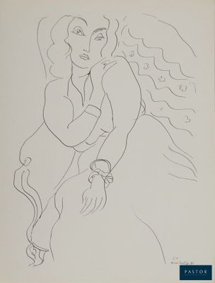 l'image d'un dessin représentant une femme assise sur une chaise