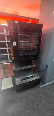 an oven that is sitting in the corner of a room