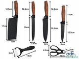 four different types of kitchen knives are shown on a white background