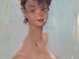 an image of a painting of a woman in a white dress